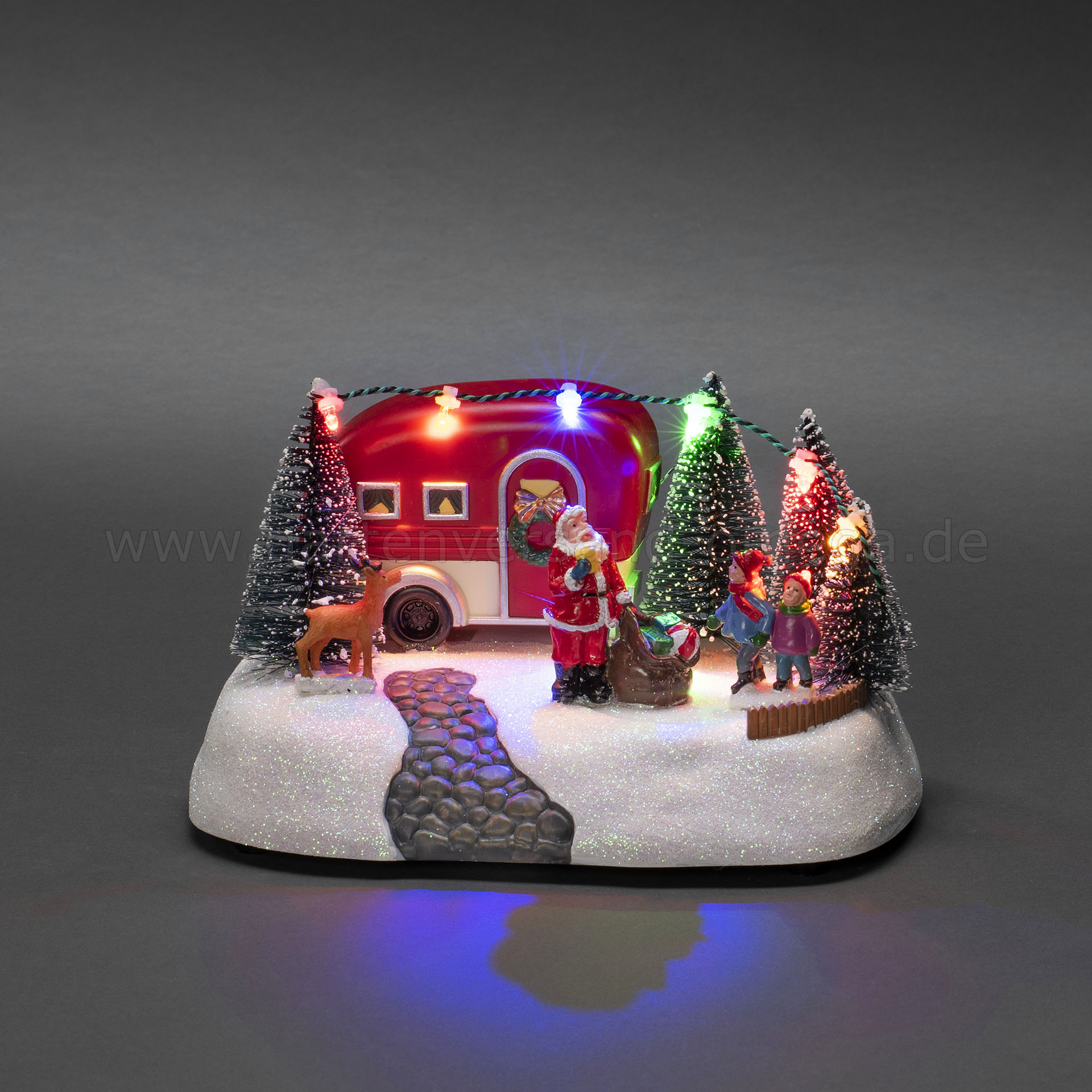 Weihnachtsdeko Wohnwagen 15x17 cm mit LED Beleuchtung - Caravan