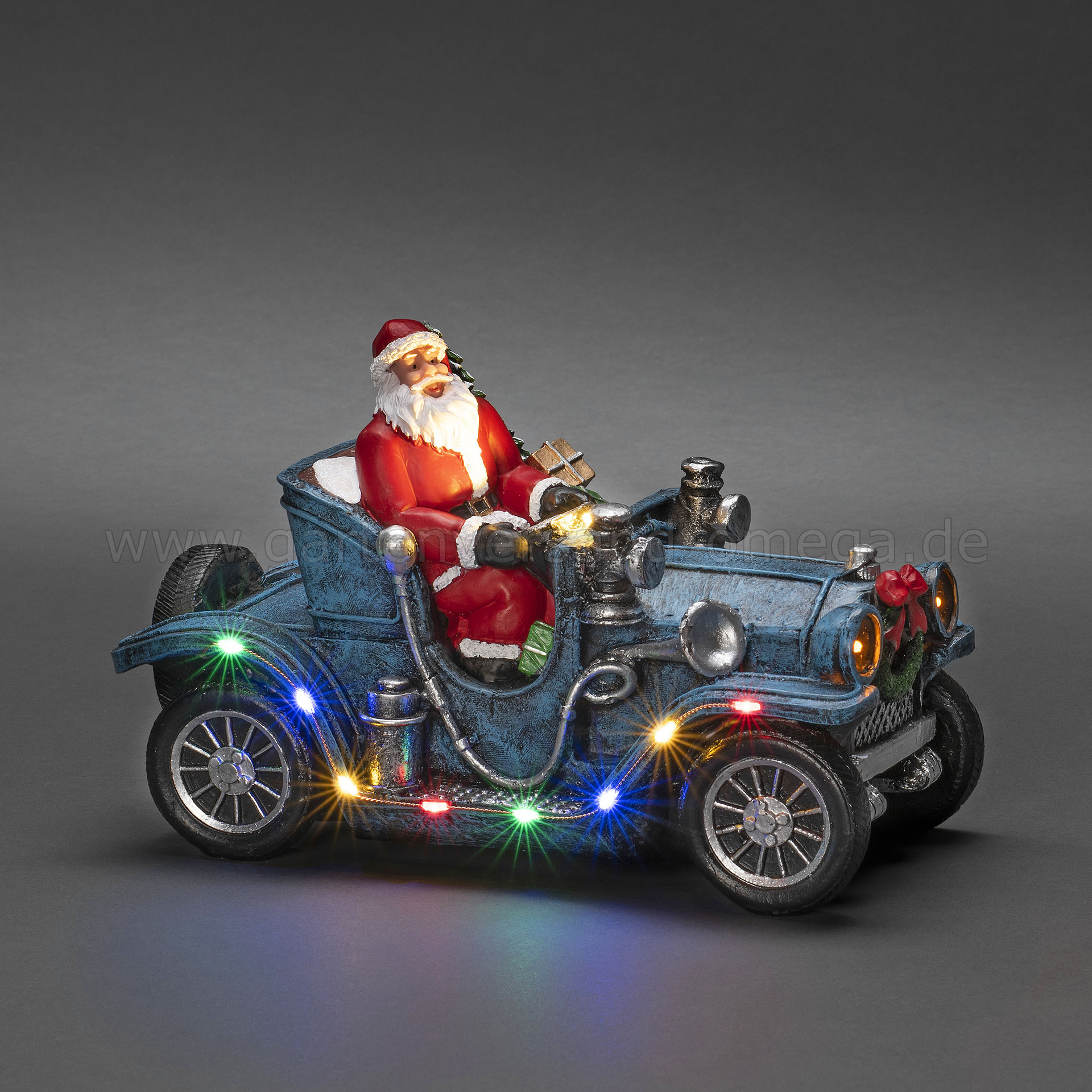 LED-Szenerie Weihnachtsmann Auto, Schreibtischdekoration im mit Deko-Auto LED-Beleuchtung mit Weihnachtsmann, Weihnachtsmann, LED Auto - Auto LED-Figur Auto Weihnachtsmann, Oldtimer Weihnachtsdeko Weihnachten