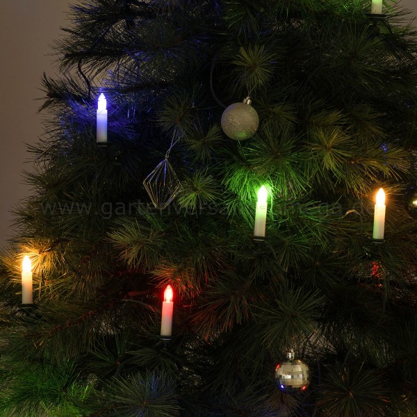 LED-Baumkette mit Topbirnen Bunt mit Kerzen One-String großen beleuchten, - mit Einstrang-Lichterkette, Weihnachtsbaum Lichterkette Kerzen bunt, bunte Lichterkette Christbaumlichterkette, großen