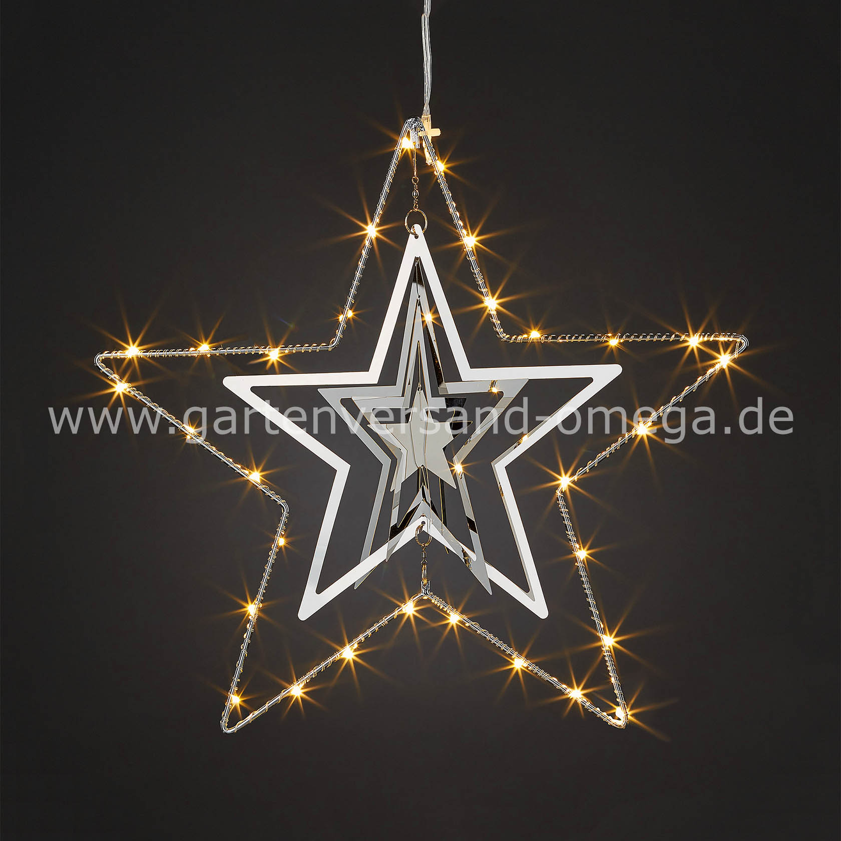 Deko-Weihnachtsstern Hängen, Stern-Mobilee, Weihnachtsstern, zum - Metall-Stern Innen, LED Weihnachtsdeko für Metall, Weihnachtsbeleuchtung LED-Stern, Stern beleuchtet, 3D Weihnachtsbeleuchtung LED-Mobilee, aus