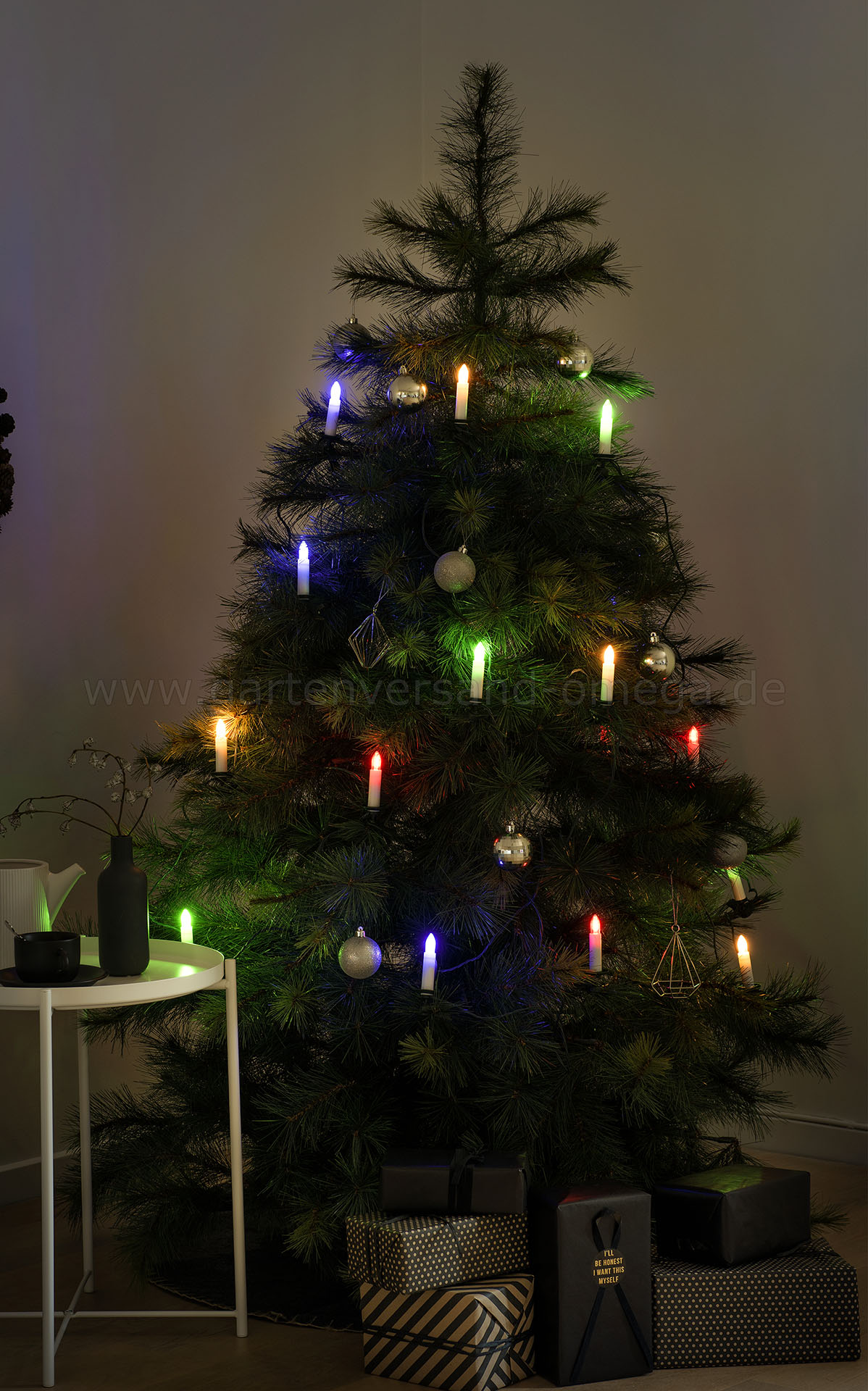 LED-Baumkette mit mit großen Kerzen Topbirnen One-String beleuchten, bunt, Einstrang-Lichterkette, Lichterkette Lichterkette großen Weihnachtsbaum mit Christbaumlichterkette, - Bunt Kerzen bunte